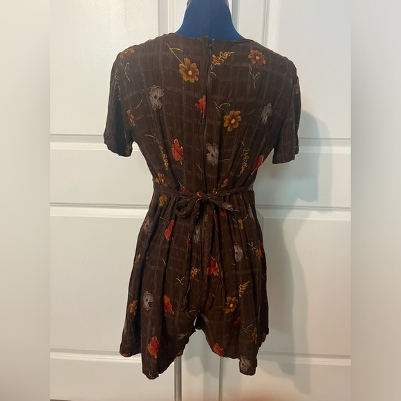 Romper Brown Plaid and Floral - Picture 2 of 10